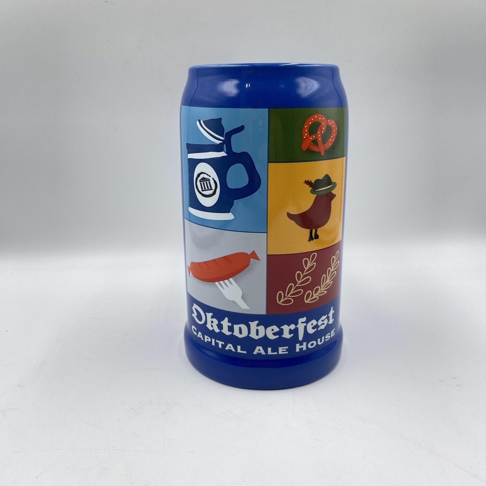 Capital Ale House Oktoberfest Beer‎ Stein Mug Blue Ceramic Tankard Collectible